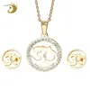 Stainless Steel Wedding Gold Plated Om Pendant And Earring Jewelry Sets