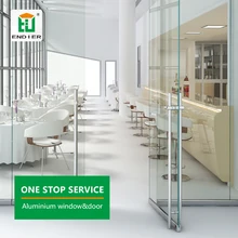 Филиппины современные Безрамное алюминиевое металлические офисные окна и двери распашные двойные двери Входная офисная стеклянная дверь