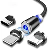 Hot sale 2.4A 3 in1 Nylon magnetic USB data line charging USB cable for android and Type C and ios
