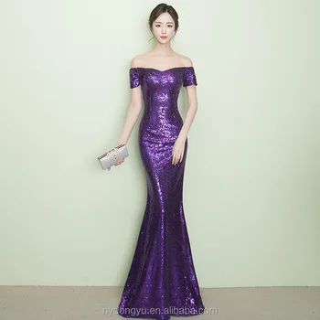 Purple Mermaid Wedding Dress