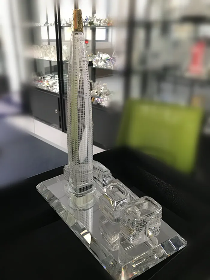 Customized 3d Crystal Building Model With Free Logo And Wording For