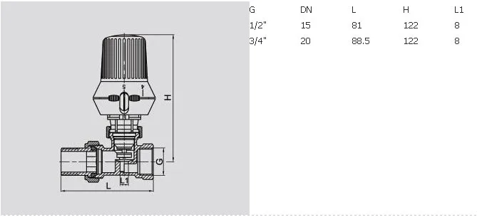 J3004 brass straight radiator valve, temperature control valve, brass radiator valve pn16