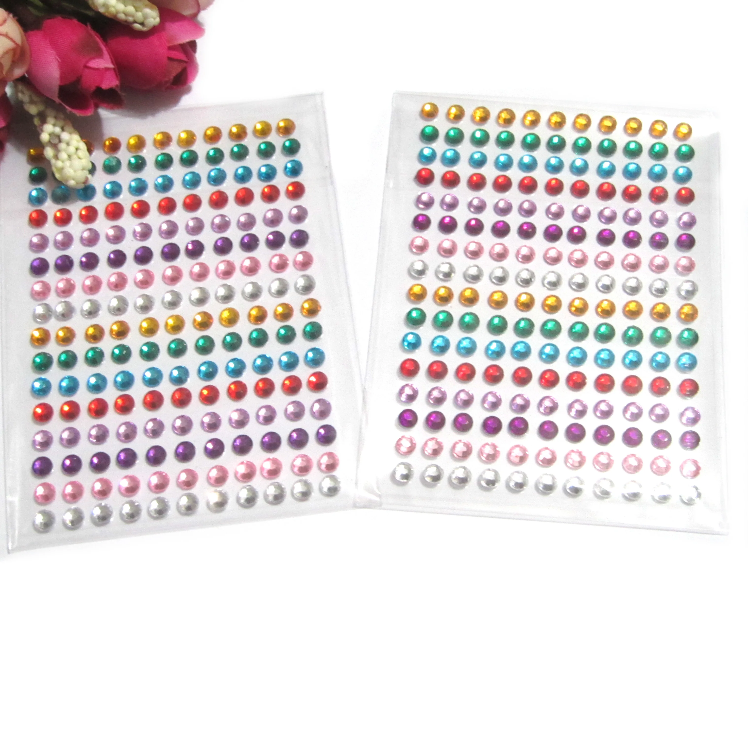 4mm Self Adhesive Assorted Colors Acrylic Rhinestone Gem Sticker For