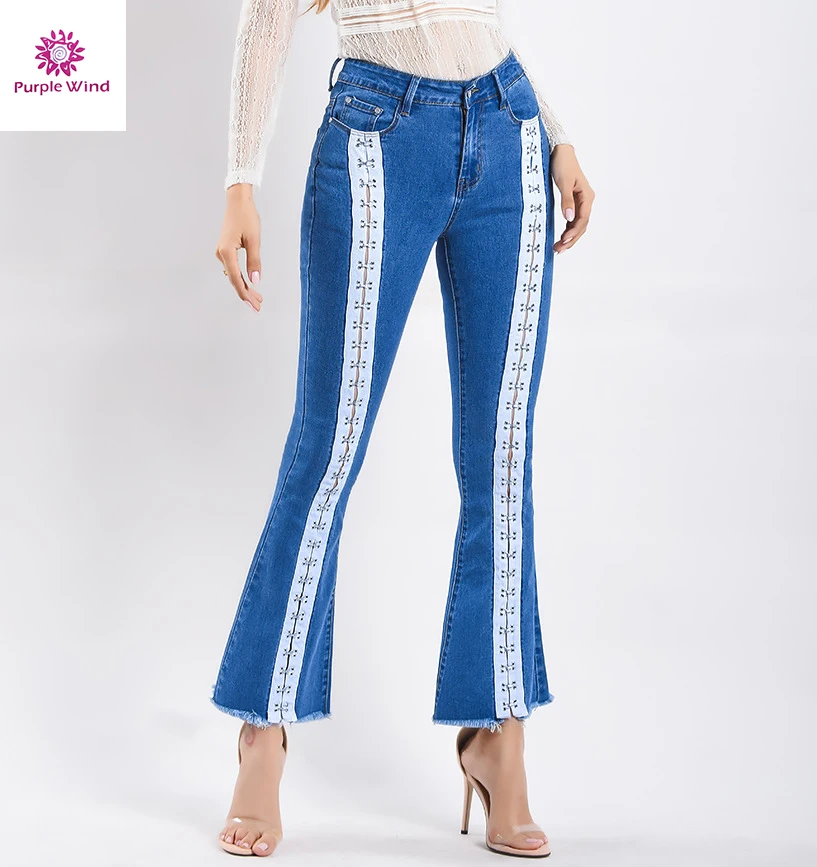 2019 Ladies Stretched Blue Broken Hole Jeans Wholesale China  Pants High Waist Jeans Women