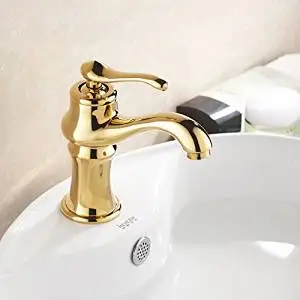 Furesnts Modern home kitchen and bathroom faucet European gold-copper gold-plated Faucets lavatory Faucets hot and cold Bathroom Sink Basin Mixer Faucets Faucets,(Standard G 1/2 universal hose ports)