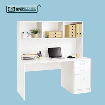 Simple Wood Study Desk For Kids Homework With Bookshelf White