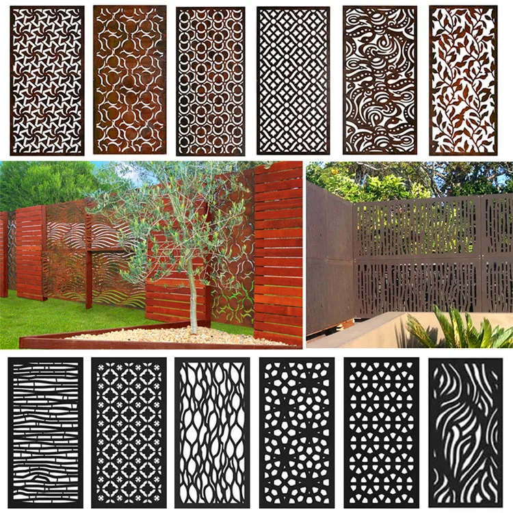Outdoor Privacy Screen Panels Metal Laser Cut Corten Garden Screens ...