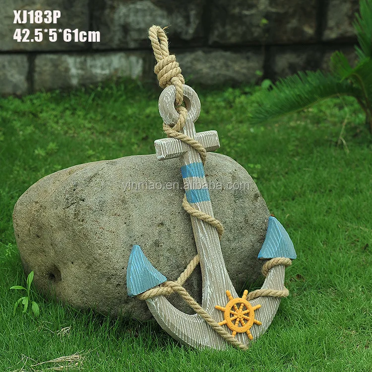 4 Sets (43x6x61cm) Marine Style Antique Wooden Wall Hanging Anchor,Boat