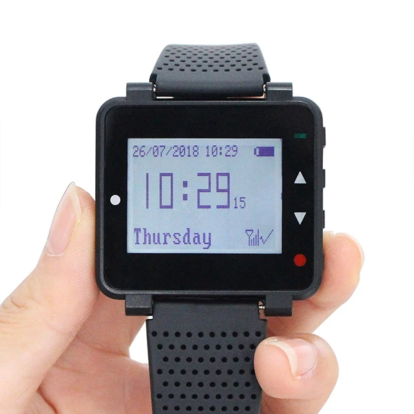 999 Channel RF Wireless LCD Wrist Watch Receiver for Fast Food Shop Restaurant Calling Paging System Retekess T128