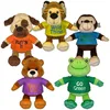 20cm beautiful promotional customized soft stuffed plush dog/tiger/monkey/bear/frog animal group with printed T-shirt