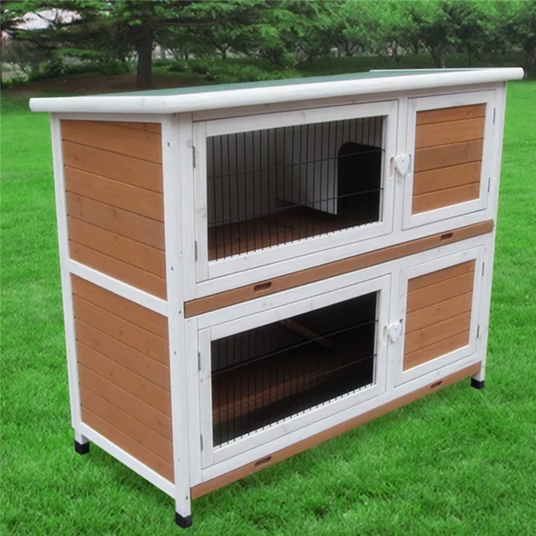 Indoor Wooden Rabbit Hutch Open Roof Bunny Cages Guinea Pig Cat House