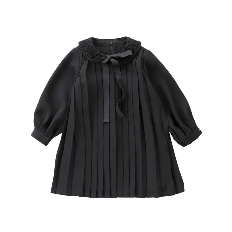 Fashion Black Color Pleated Chiffon Puffy Frock 4 Year Old Girl Dress ...