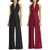 Casual wide leg pants female autumn and winter 2019 new straight casual Long pants deep v Jumpsuit pants several ways to wear