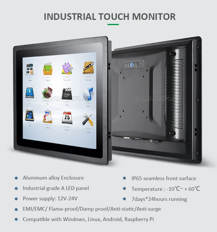 12V/24V voltage 21.5 inch industrial monitor and touch screen