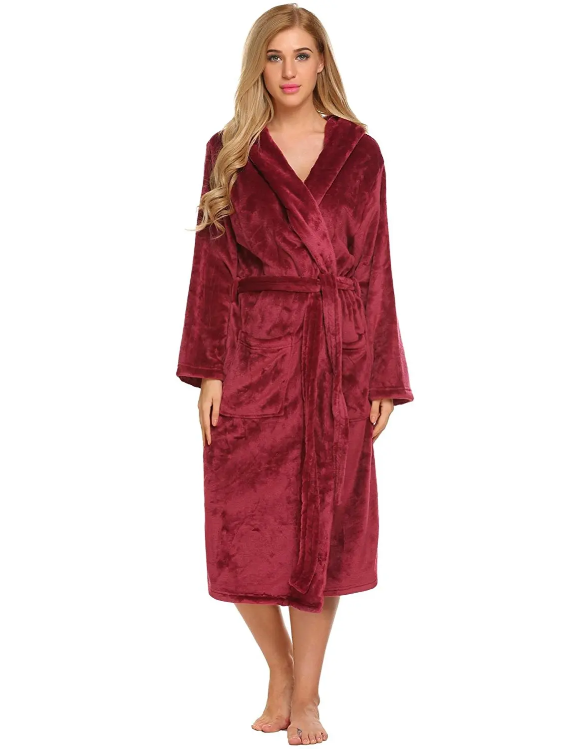 Buy Goldenfox Women Hooded Long Sleeve Soft Plush Bathrobe Sleepwear ...