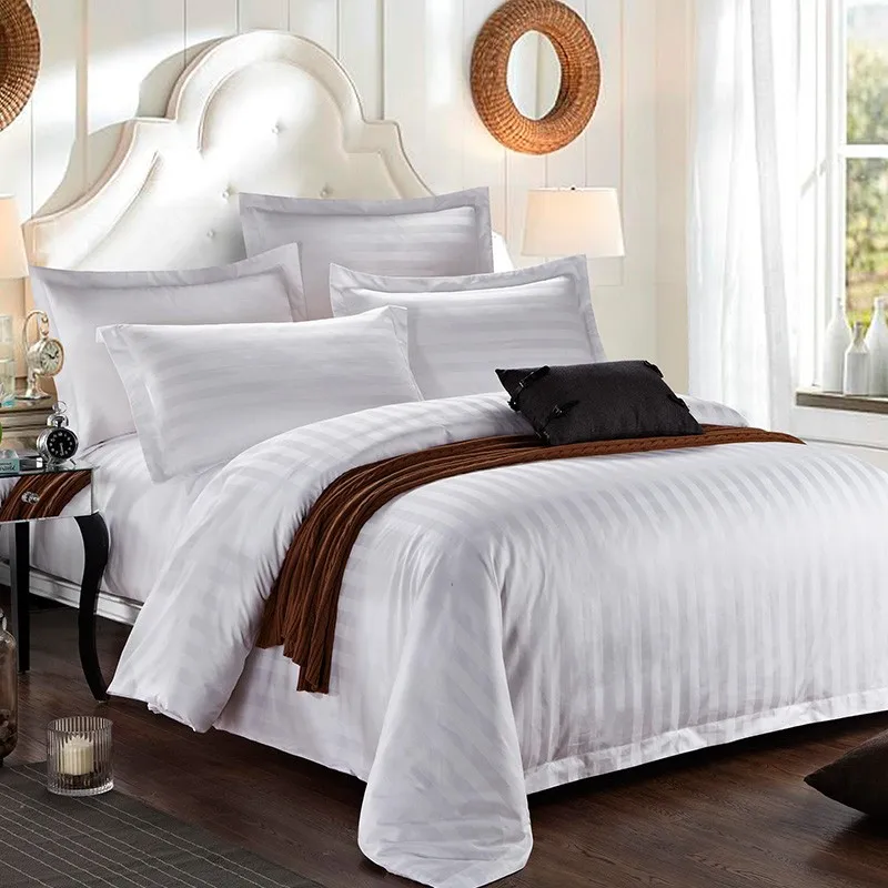 1cm Sateen Stripe Hotel Bed Sheets Set - Buy Striped Duvet Cover Set ...