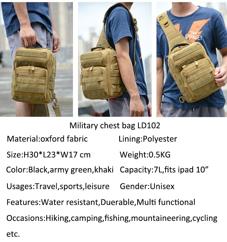 Tactical Single Shoulder Messenger Bag, Chest Bag, Casual Office Small shoulder cross body backpack for men women