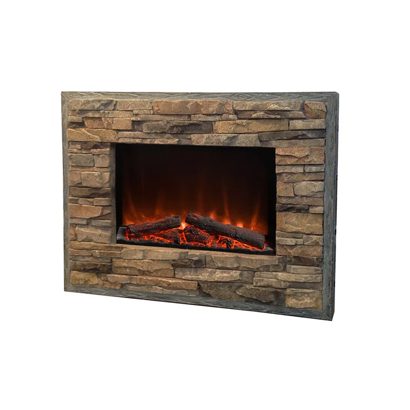 Ce Electric Fireplace Wall Mounted Faux Stone Look Face Fire