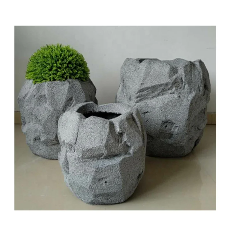 高品质玻璃纤维花盆花园 装饰大灰色石花瓶 Buy 花盆花园 大花瓶 石头花瓶product On Alibaba Com