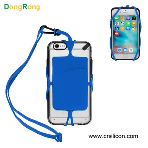 High quality silicone lanyard mobile phone holder necklace strap ID credit card holder cell phone silicone case holder