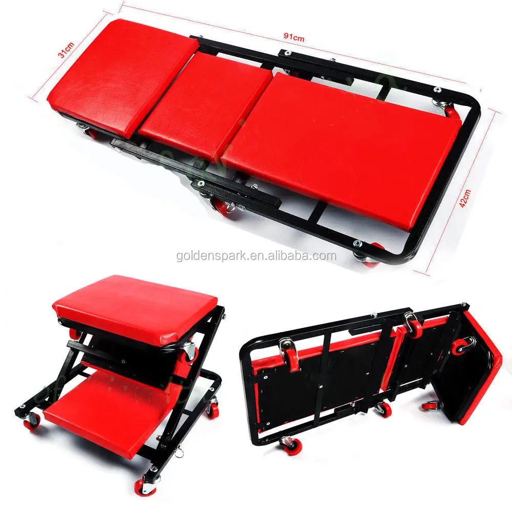 Carrito cama bajo coche con funci/ón taburete para mec/ánico taller