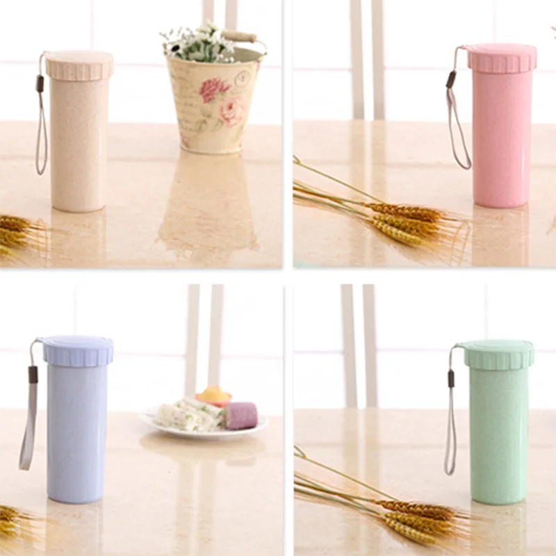 Portable Custom Logo Flip Straw Water Bottle, 300ML Water Bottle With Straw, Plastic Bottle With Straw