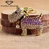 Pretty metal alloy key chains full crystal rhinestone padded puppy keyrings with pearl for bag's decoration