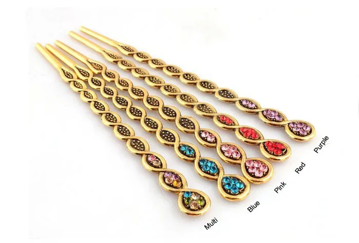 retro bunished gold plated hair pin women spiral fashion tattoo hair jewelry