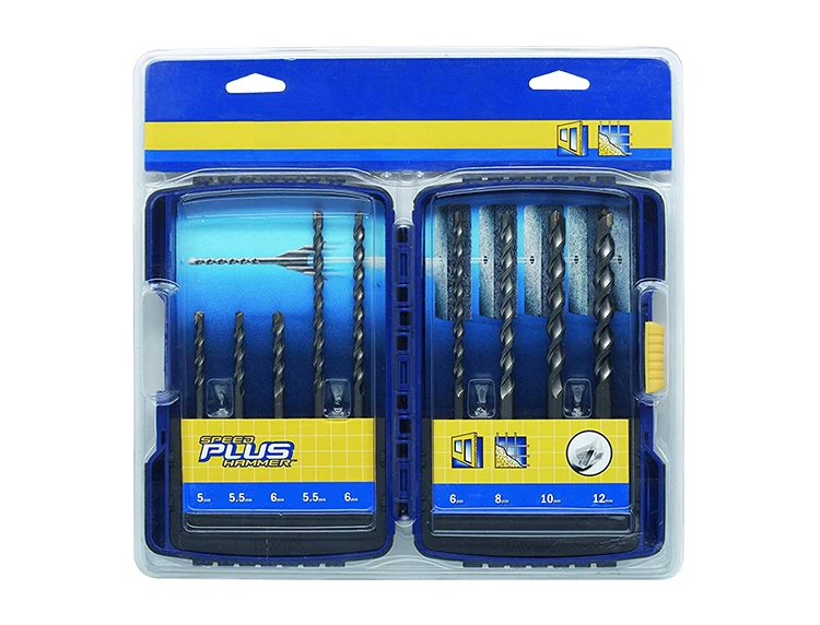 9Pcs SDSPlus Rotary Hammer Drill Bit Set Drill Bit Set in Plastic Box