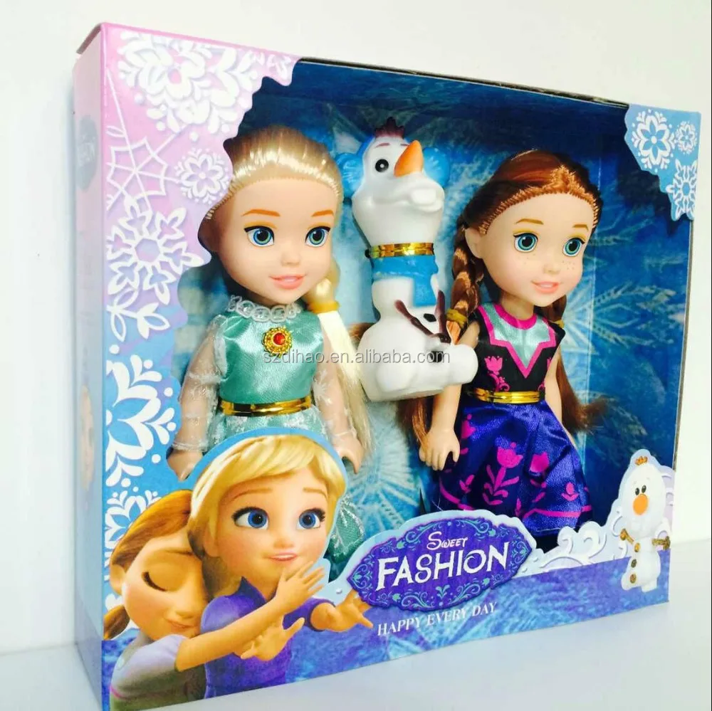 Dihao New Arrival 6'' Frozen Elsa Anna Doll Set Mini 3 In 1 Frozen Doll