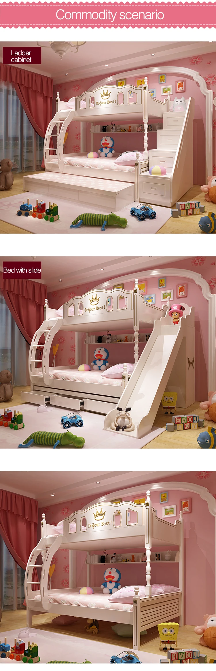 Hot Sale Children Set Princess Bunk Bed With Slide Buy Children Bunk Bed With Slide Bunk Bed Set Hot Sale Bunk Bed Product On Alibaba Com