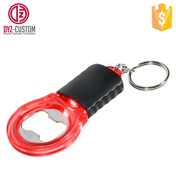 Bulb Shape Bottle Opener Keychain Plastic Racket Led Key Ring Bottle