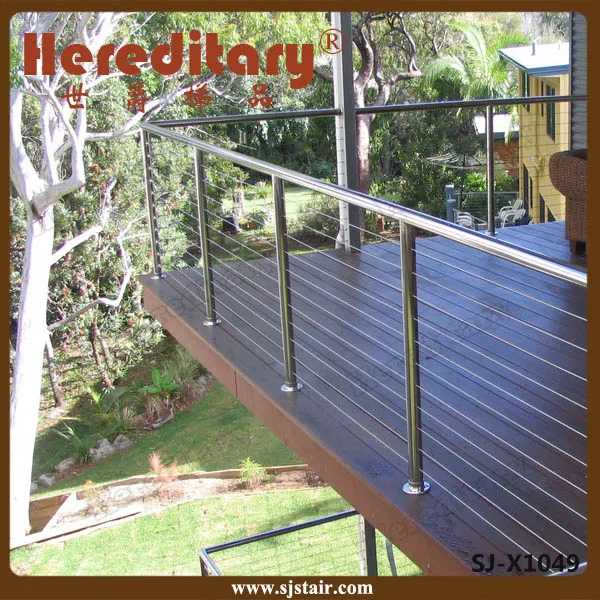 diseño de barandilla de tubo redondo de acero terraza / balcón alambre