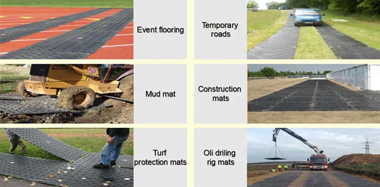 Durable plastic construction temporary road mats for working platforms