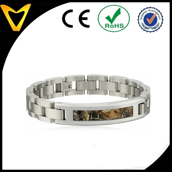 Tanks Camouflage Pattern Stainless Steel Bracelets,Soldier Camo Inlay
