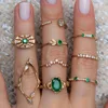 Europe America Fashion Diamond Emerald Joint 9-piece Set Ring