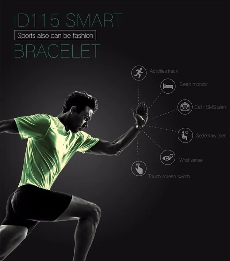 2019 smart watch ID115 HR touch screen ip67 waterproof Smart Bracelet fitness tracker heart rate monitor smart band