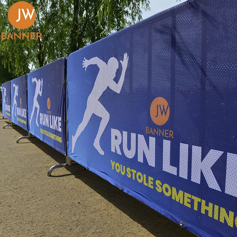 Custom Mesh Fabric Printing Road Side Barrier Banner Signs For