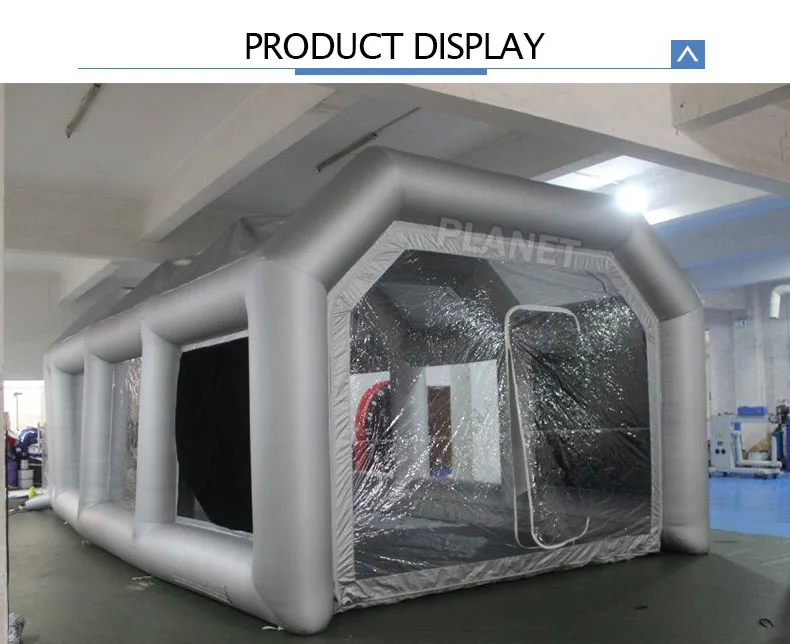 8M Gray Mobile Portable UV Treated Inflatable Car Spray Paint Booth Tent With Filter System