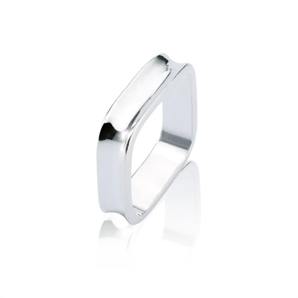 The Square Ring 925 Sterling Solid Silver Square Base Ring - Buy 925 ...