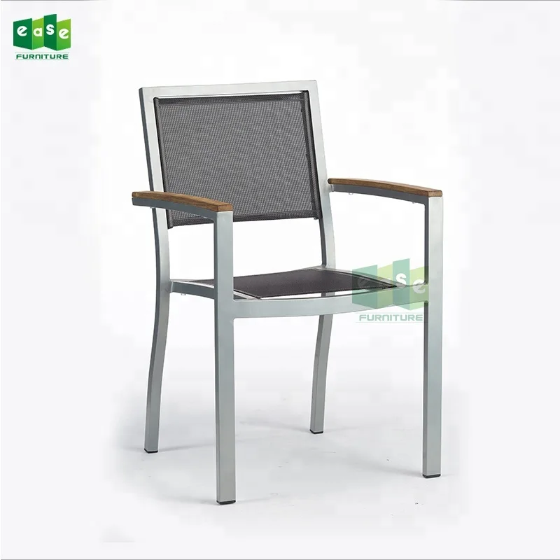 Commercial Aluminum Mesh Outdoor Dining Chairs Stacking For Restaurant