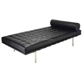 Modern Clic Indoor Daybed Furniture Stainless Steel Barcelona Sofa Bed Genuine Leather