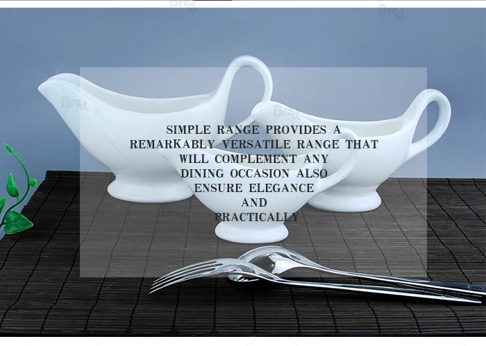 Hotel Restaurant White Ceramic Sauce Dish Personalized Gravy Boat
