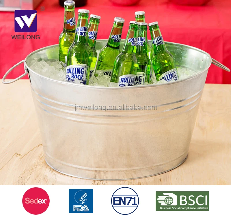 Large Red Galvanized Metal Tub And Drink Bucket/party Beverage Tub