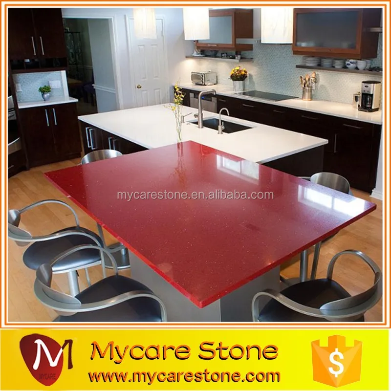 Cucina di design impressionante di pietra di quarzo rosso island ...
