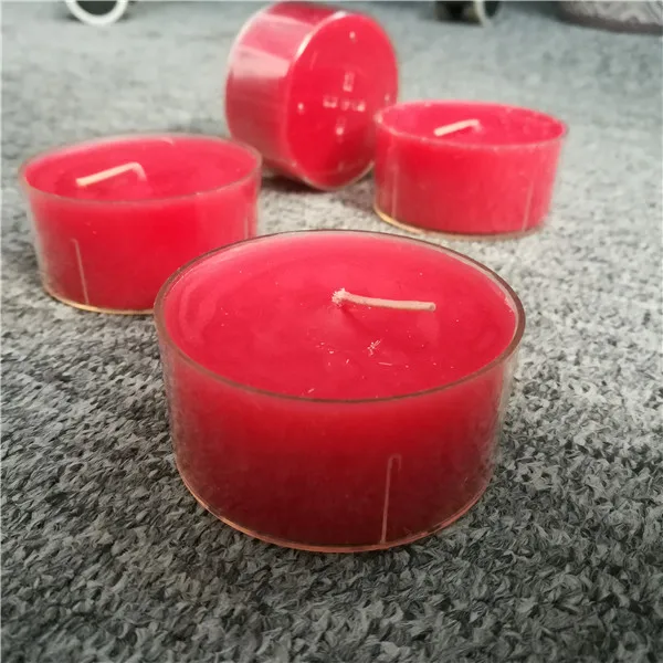 Big red plastic clear cup scented apple tea light candles