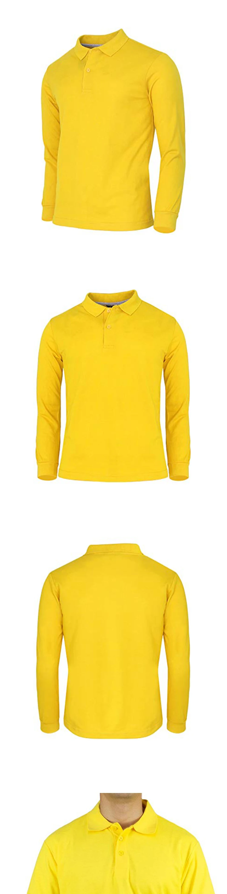 mens yellow long sleeve polo shirt