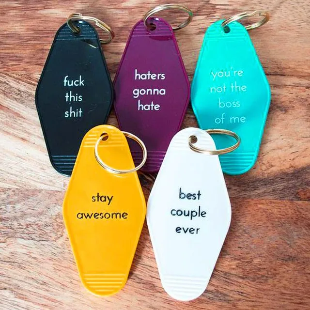 Custom Promotional Printing Plastic Acrylic Motel Keychain Hotel Key