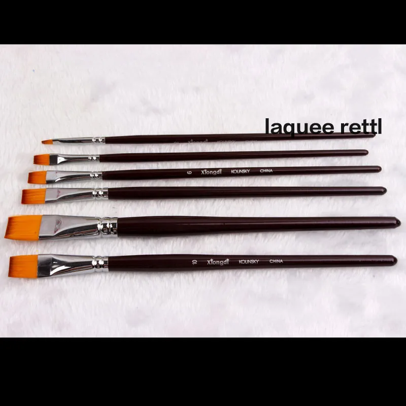 5 pcs Nail Art Brush Flat Head Painting Polish Set High Quality