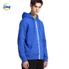 High street style 95% cotton 5% polyester custom logo printing blue unique design zip up hoodie men with pocket high quality